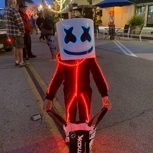 Small glowy zoey led lit up kids costume with dj marshmello led lit up mask